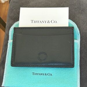 Tiffany & Co. Black Card Holder with Turquoise Pouch